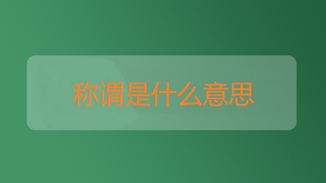 称谓是什么意思
